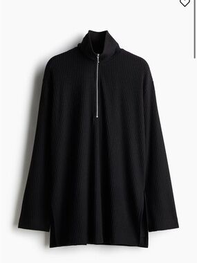 H&M Black Ribbed Half-Zip Sweater
